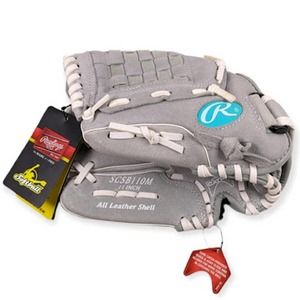 Rawlings Sure Catch Softball 11" Youth RH Leather Pitcher's Glove Gray NWT